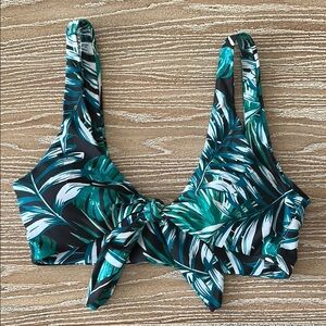 Tropical Leaf Print Bikini Top